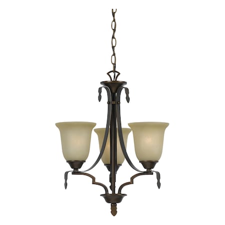 Golden Bronze Dabois Iron 3 Light Single Tier Chandelier